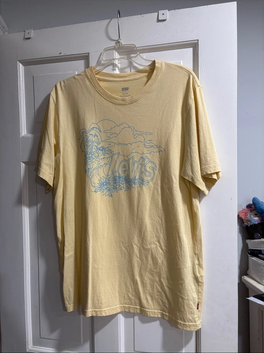 Levi's Pale Yellow Tee with Light Blue Graphic
